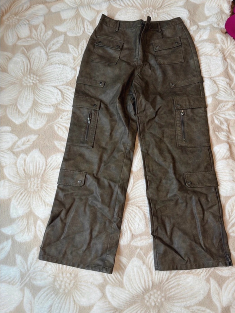 Fashion Nova Men’s Baggy Kansas Faux Leather Cargo Pants